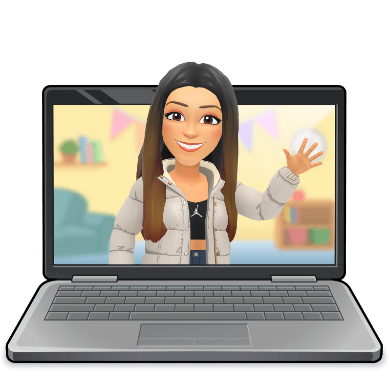 Bitmoji of khushi with laptop